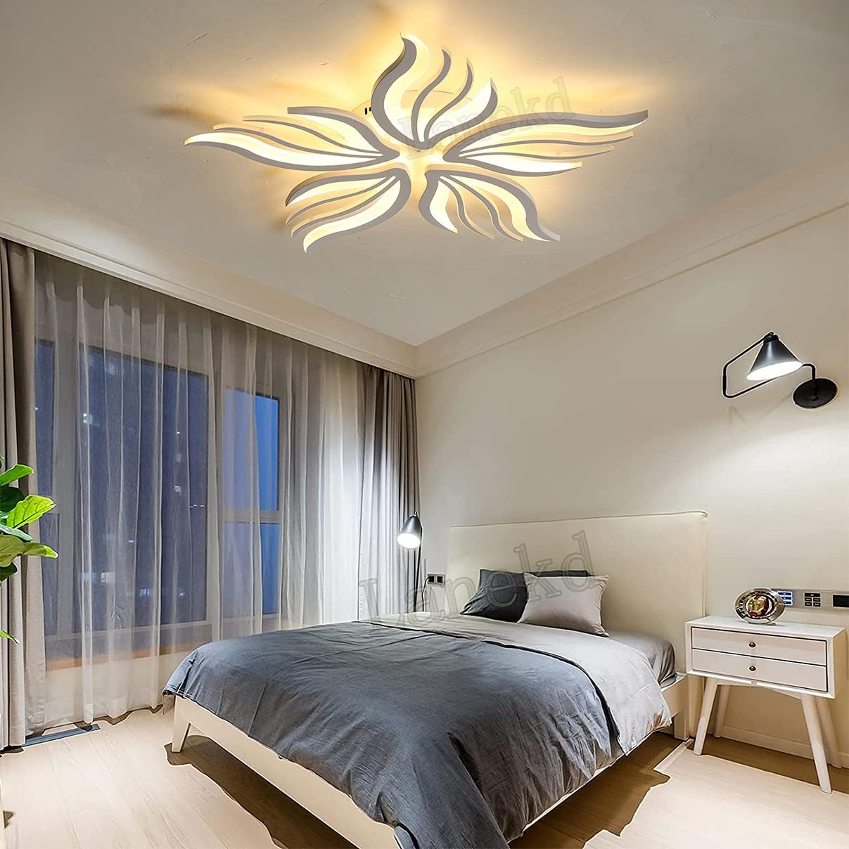 LED полилей с дистанционно управление SAKURA 62W, 5 венчелистчета, студена/топла/неутрална светлина, димируем, бял LED полилей с дистанционно управление Заглавие по подразбиране Alessandro Design