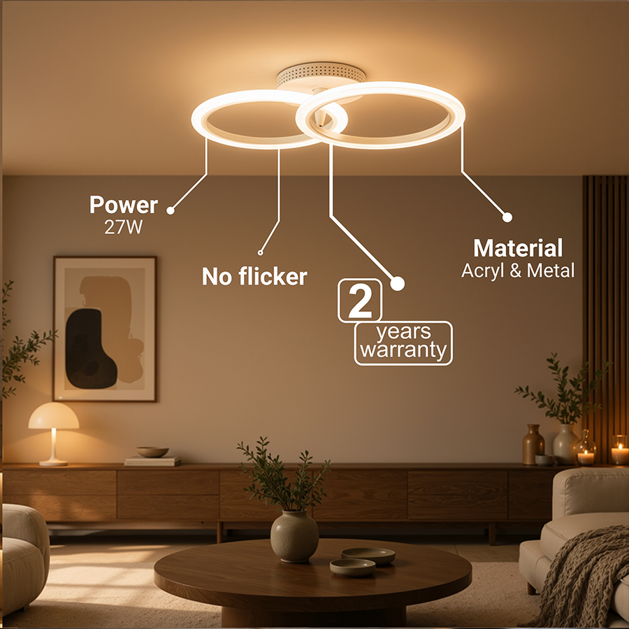 LED полилей с дистанционно BETTY 27W, 2 кръга, студена/топла/неутрална светлина, димируем, бял LED полилей с дистанционно управление Заглавие по подразбиране Alessandro Design