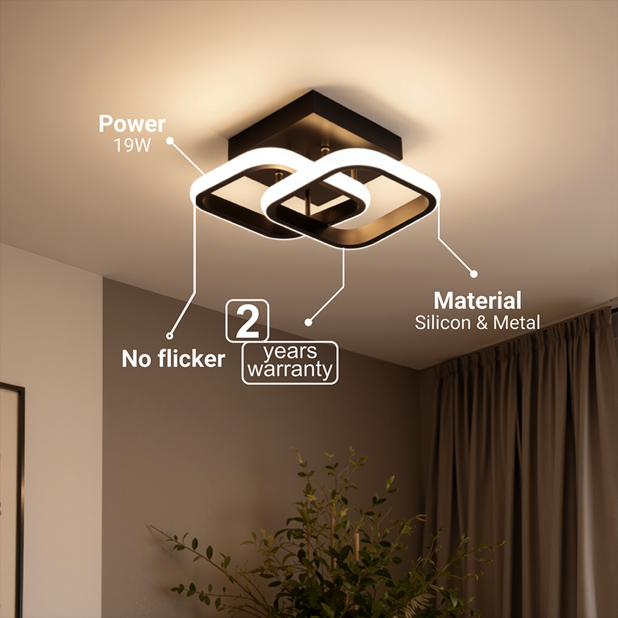 LED полилей VERTEX Matrix с припокриващи се диаманти, метални рамки, 24W, 2 диаманта, студена/топла/неутрална светлина 3000K/4000K/6000K, черен, метален и силиконов LED полилей Заглавие по подразбиране Alessandro Design