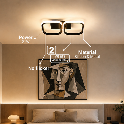 LED полилей VERTEX 21W, 2 квадрата, линейна, студена/топла/неутрална светлина, черни LED полилеи Заглавие по подразбиране Alessandro Design