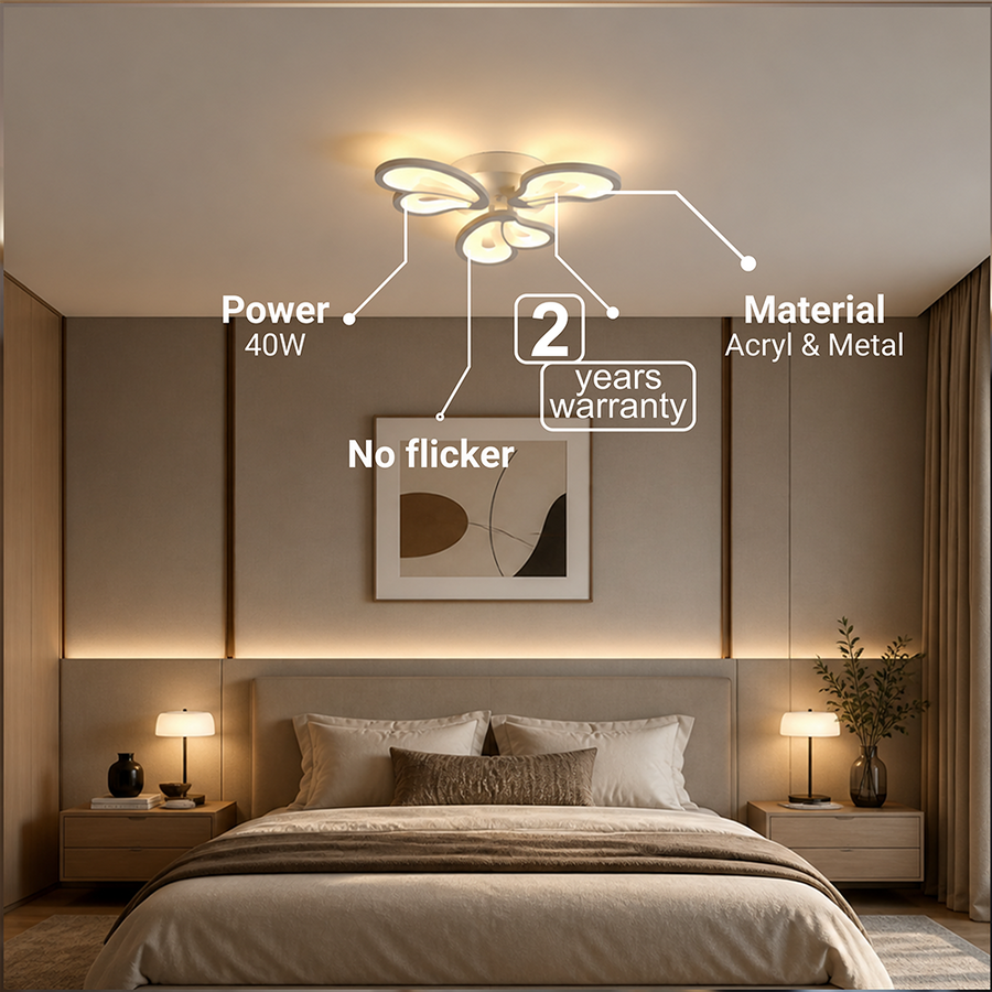 LED полилей с дистанционно управление BLOSSOM 40W, 3 венчелистчета, студена/топла/неутрална светлина, димиране, бял LED полилей с дистанционно управление Заглавие по подразбиране Alessandro Design