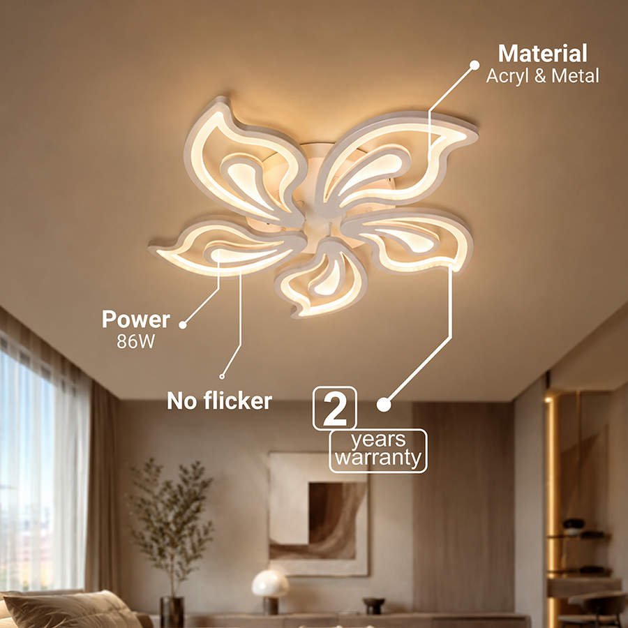 LED полилей с дистанционно управление LILY 86W, 5 елемента, Студена/Топла/Неутрална светлина, Димируем, Бял LED полилей с дистанционно управление Default Title Alessandro Design