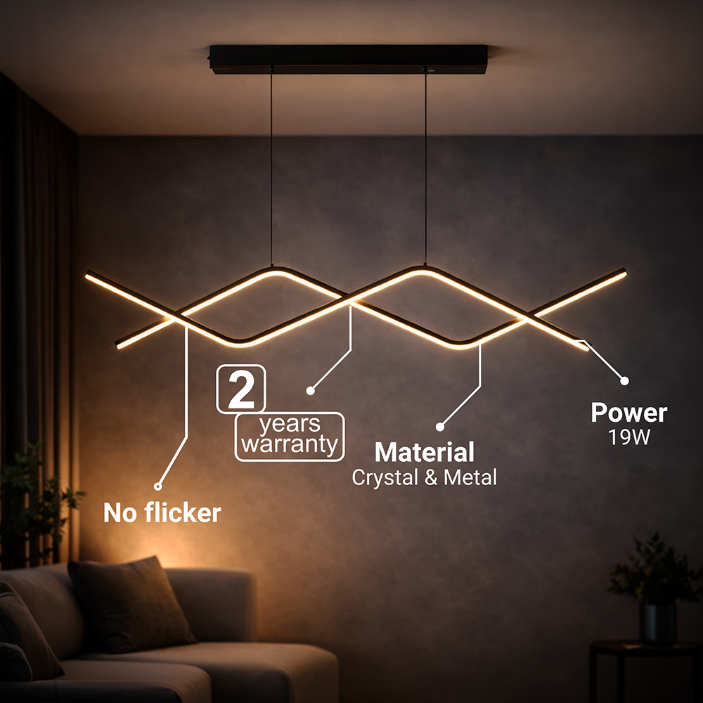 Окачен LED полилей с дистанционно управление ZIGZAG 27W, Студена/Топла/Неутрална светлина, Димируем, Черен, Регулируема височина LED полилеи с дистанционно управление Заглавие по подразбиране Alessandro Design