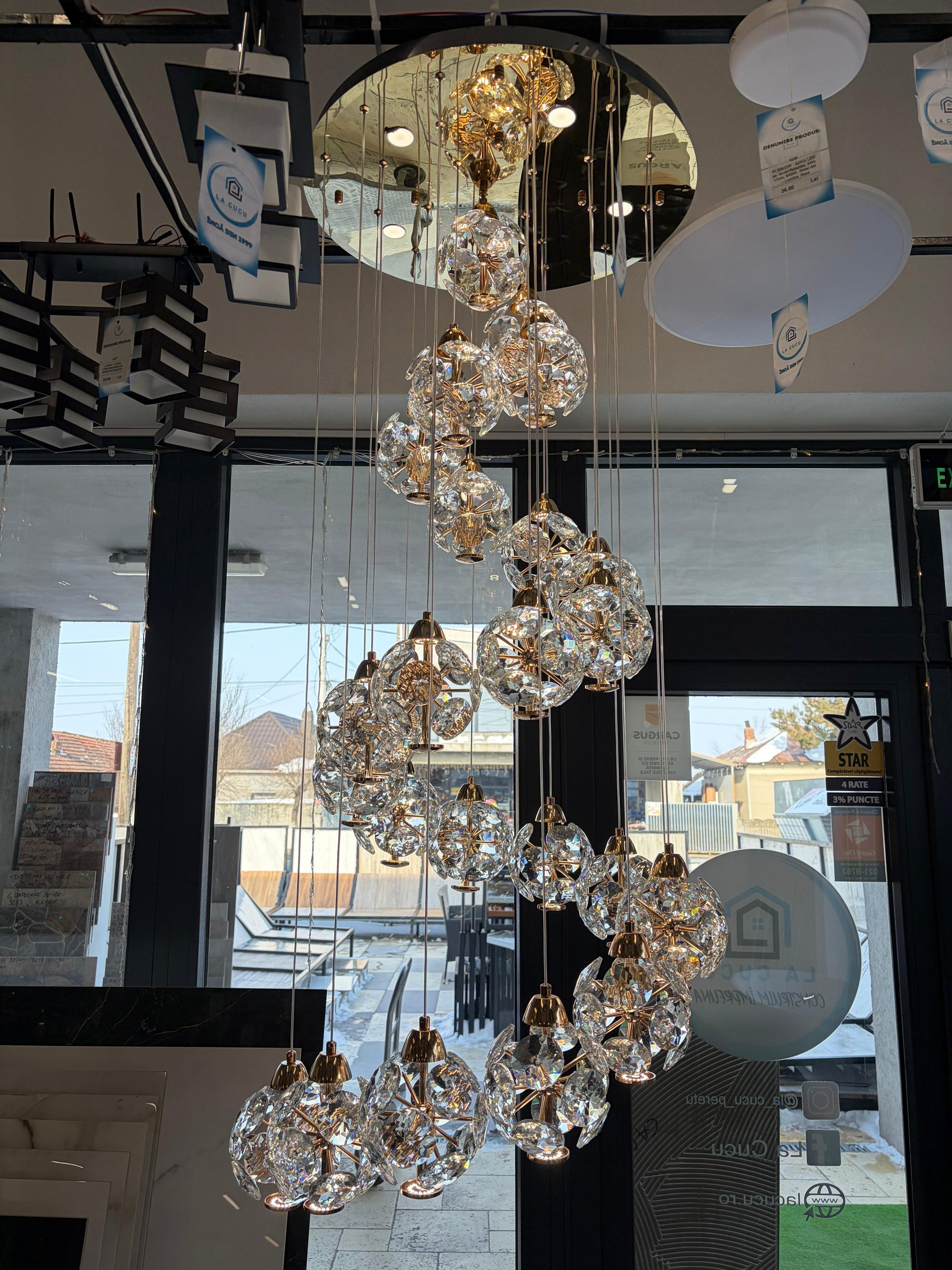 Crystal LED полилей KILKENNY Culmino, 144 W, неутрална светлина, диаметър 60 см, златни модерни полилеи Заглавие по подразбиране Alessandro Design