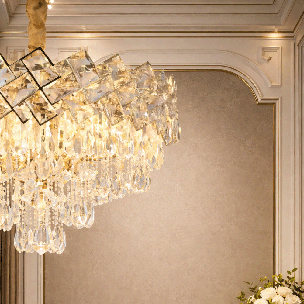Кристален полилей WINDSOR Elegance 8x E14, диаметър 39 см, блестящо злато, регулируема височина, метални и кристални кристални полилеи Заглавие по подразбиране Alessandro Design