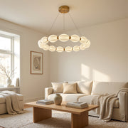Lustra LED suspendata FAUSTO II, 42W, lumina Rece/Calda/Neutra, Inaltime Reglabila, Auriu Lustre Moderne Default Title Alessandro Design