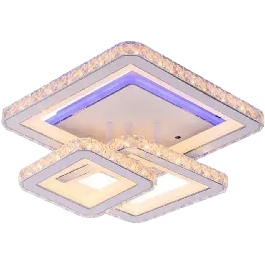 LED полилей с дистанционно управление и кристал LEILA 87W, 3 квадрата, студена/топла/неутрална светлина, димируем, бял LED полилей с дистанционно управление Default Title Alessandro Design