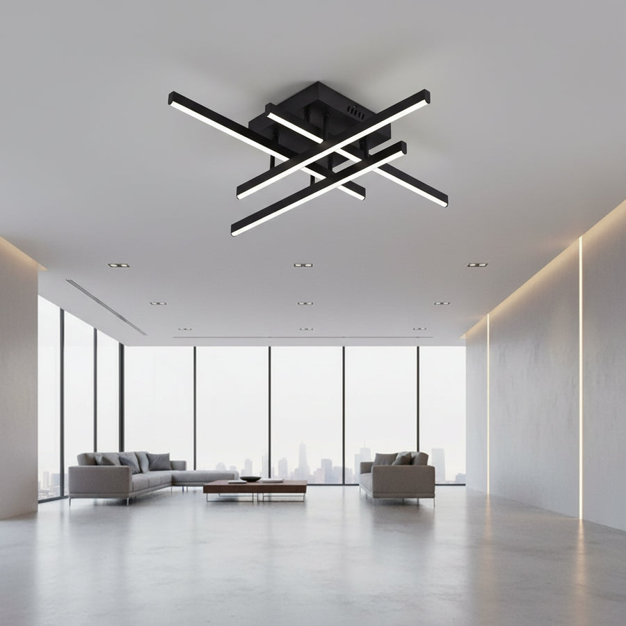 LED полилей с дистанционно управление LINEX, 52W, 4 елемента, линейна, студена/топла/неутрална светлина, димируем, черен LED полилей с дистанционно управление Заглавие по подразбиране Alessandro Design