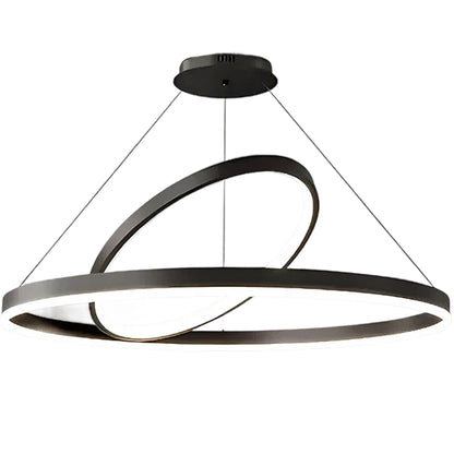 LED окачен полилей PAGANO 47W, 3000K, 2 кръга, черен, регулируема височина Модерни полилеи Заглавие по подразбиране Alessandro Design
