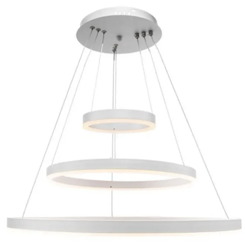 Окачен LED полилей с дистанционно управление SERENA 85W, 60 см, 3 кръга, Студена/Топла/Неутрална светлина, Димируем, Бял, Регулируем по височина LED полилей с дистанционно управление Заглавие по подразбиране Alessandro Design