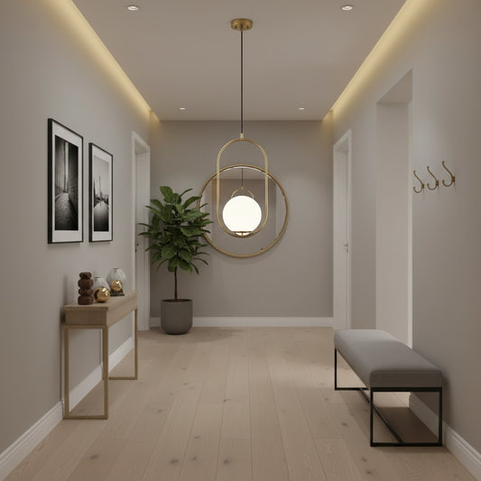Модерен полилей LOFT Gallery, 1x E27, бяло злато, метал, регулируема височина Модерни полилеи Заглавие по подразбиране Alessandro Design