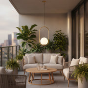 Модерен полилей LOFT Gallery, 1x E27, бяло злато, метал, регулируема височина