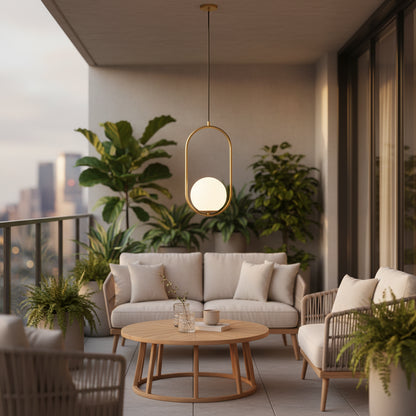Модерен полилей LOFT Gallery, 1x E27, бяло злато, метал, регулируема височина