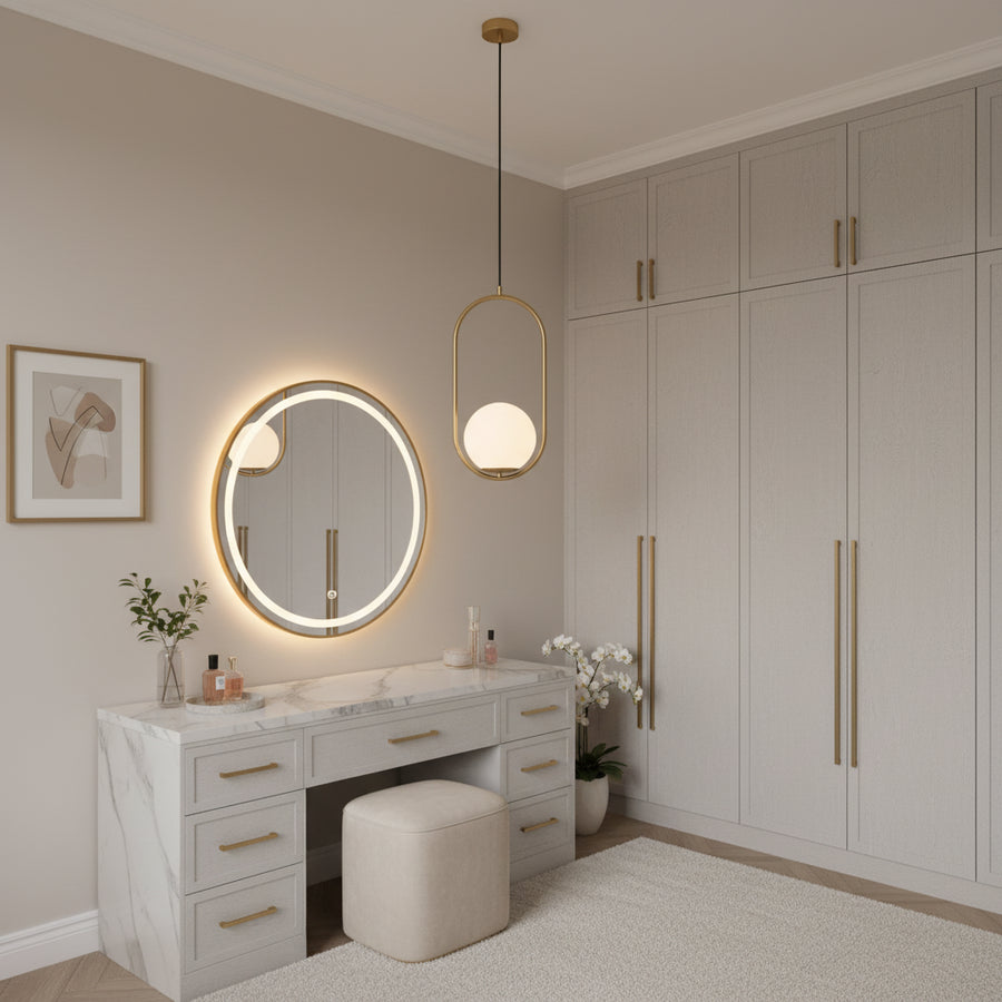 Модерен полилей LOFT Gallery, 1x E27, бяло злато, метал, регулируема височина