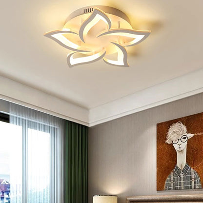 LED полилей с дистанционно управление LOTUS 54W, 5 венчелистчета, студена/топла/неутрална светлина, димируем, бял LED полилей с дистанционно управление Заглавие по подразбиране Alessandro Design