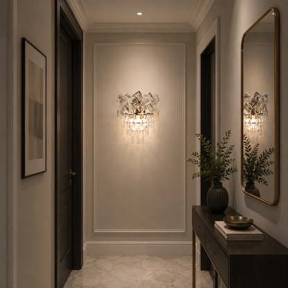 Кристална стенна лампа WINDSOR, 2x E14, блестящ хром