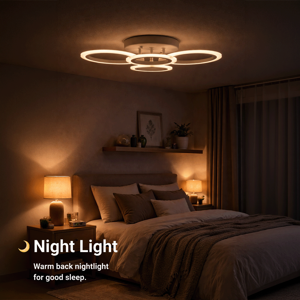 LED полилей с дистанционно BETTY 43W, 4 кръга, Студена/Топла/Неутрална светлина, Димируем, Бял LED полилей с дистанционно управление Заглавие по подразбиране Alessandro Design