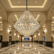 Candelabru Cristal KONIG Grande Supremo, 54xE14, D150 cm, Auriu, Inaltime Reglabila, Metal si Cristal