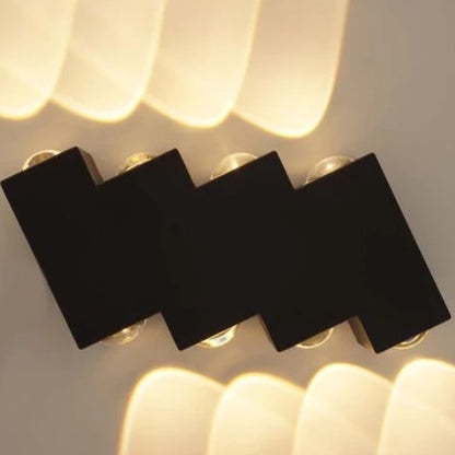 Външна и вътрешна LED стенна лампа, 4 източника x 1W, IP65, ABS, черна, 3000K