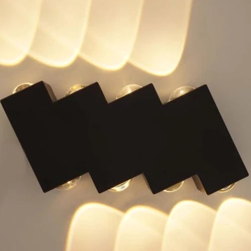 Външна и вътрешна LED стенна лампа, 4 източника x 1W, IP65, ABS, черна, 3000K