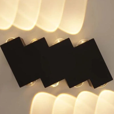 Външна и вътрешна LED стенна лампа, 4 източника x 1W, IP65, ABS, черна, 3000K