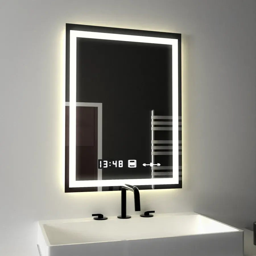 Правоъгълно LED огледало, 45x60 см, Verite MotionGlow Marcello, система за обезпотяване, часовник и термометър, димируеми огледала Marcello Заглавие по подразбиране Alessandro Design