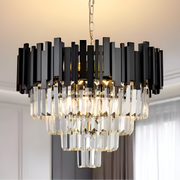 Кристален полилей BLOIS Eleganza 8xE14, диаметър 50 см, черен, регулируема височина Кристални полилеи Заглавие по подразбиране Alessandro Design