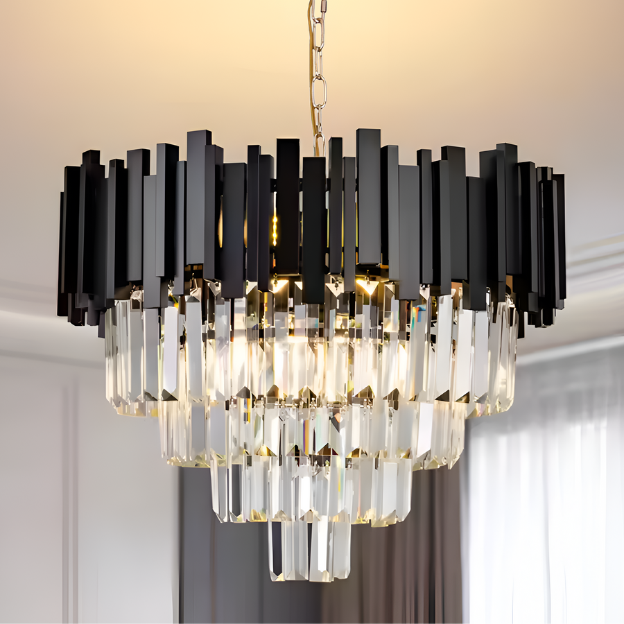 Кристален полилей BLOIS Eleganza 8xE14, диаметър 50 см, черен, регулируема височина Кристални полилеи Заглавие по подразбиране Alessandro Design