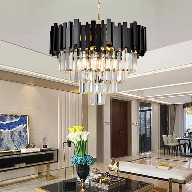 Кристален полилей BLOIS Eleganza 8xE14, диаметър 50 см, черен, регулируема височина Кристални полилеи Заглавие по подразбиране Alessandro Design
