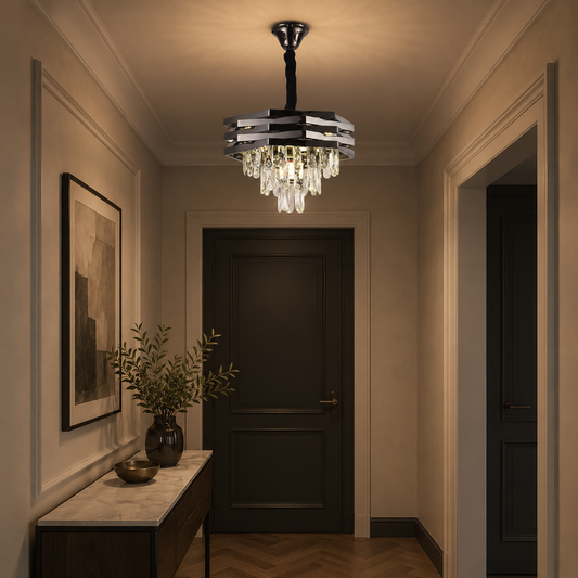 Candelabru Cristal HEXA Ø37cm 5xE14 Negru