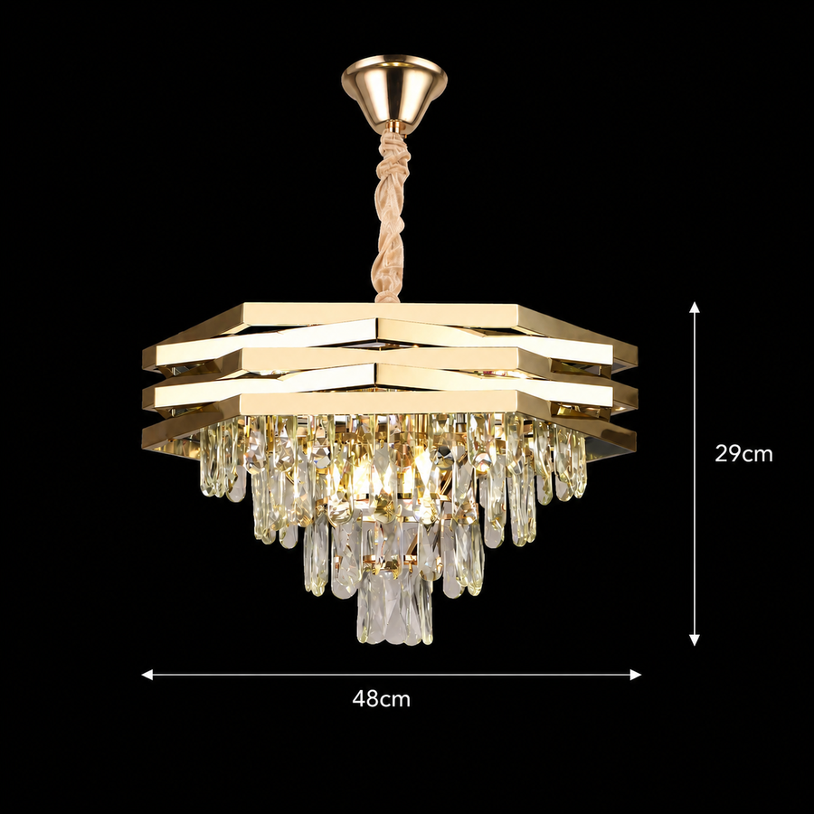Candelabru Cristal HEXA Ø48cm 8xE14 Auriu