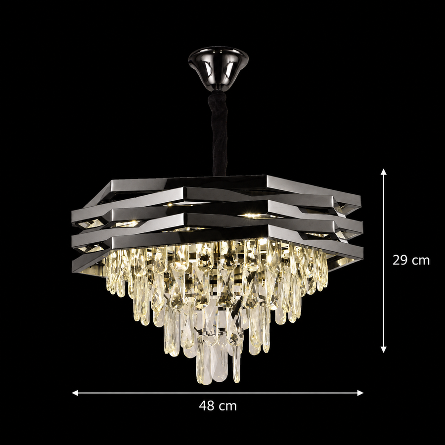 Candelabru Cristal HEXA Ø48cm 8xE14 Negru