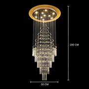 LED кристален полилей 80W AUGUSTA Gold, диаметър 50cm, височина 200cm, модел стълба