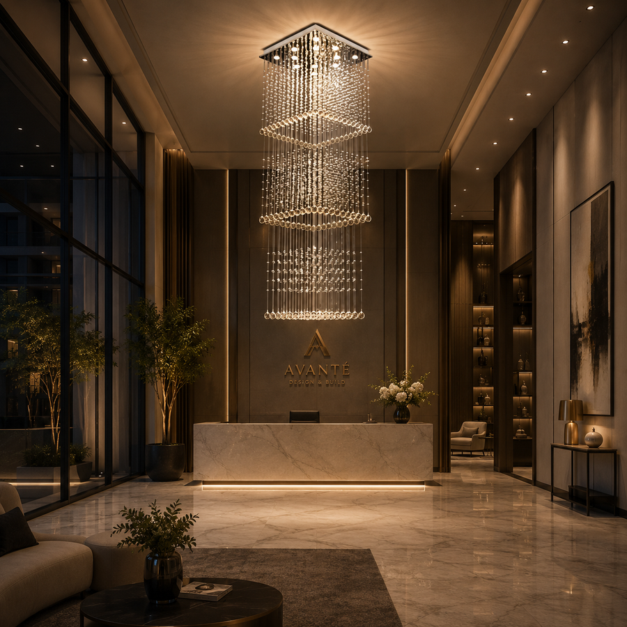 LED кристален полилей 80W PALATINA Gold, диаметър 50cm, височина 200cm, модел стълба