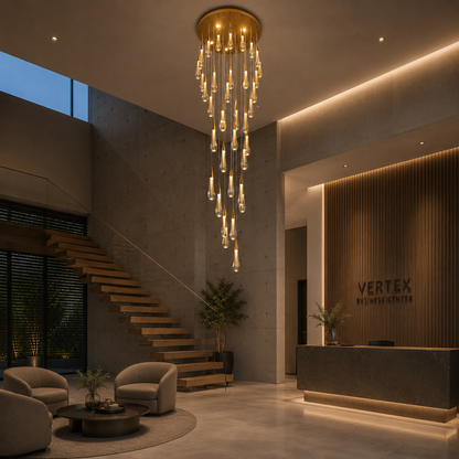 Висящ кристален LED полилей, 39 W, Юстиниан, диаметър 60 см, регулируема височина, злато, метал и кристал