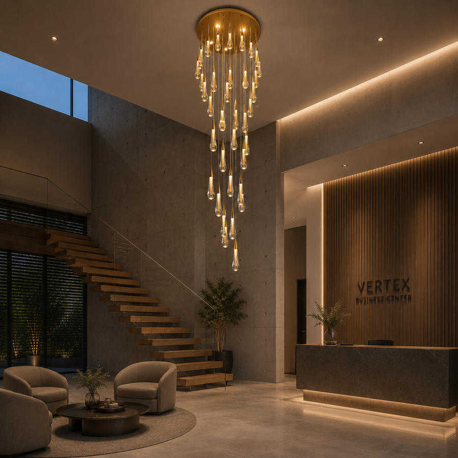 Висящ кристален LED полилей, 39 W, Юстиниан, диаметър 60 см, регулируема височина, злато, метал и кристал