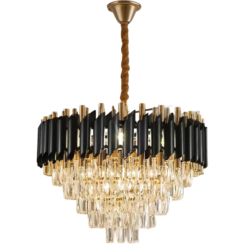 Кристален полилей VERSAILLES Elegance 8x E14, диаметър 50 см, черно, блестящо злато, регулируема височина Кристални полилеи Заглавие по подразбиране Alessandro Design