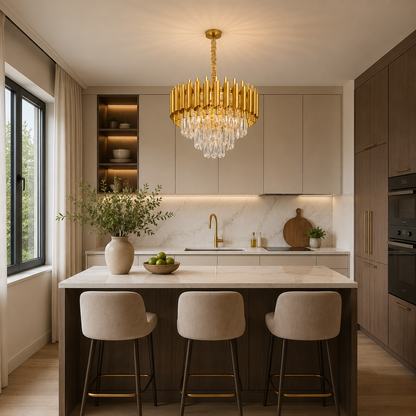 Кристален полилей VERSAILLES Nobile 5xE14, диаметър 40 см, злато, регулируема височина