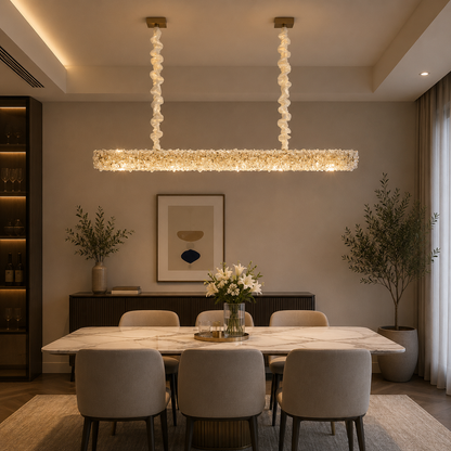 Кристален полилей, PRAGUE Imperio, 35W, 96 см, студена/топла/неутрална светлина, злато, регулируема височина