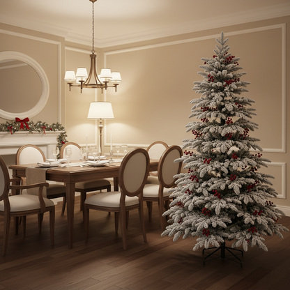 Brad Artificial CRAN, 150 cm, 320 vârfuri, Verde si Alb