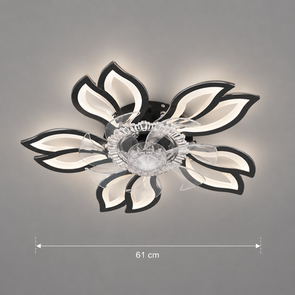 Lustra LED Ventilator ANEMO cu Telecomanda, 30W, D61cm, Lumina Rece/Neutra/Calda, Metal si Plastic, Negru
