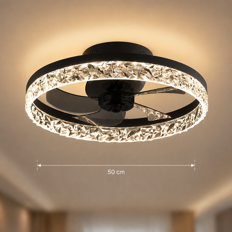 Lustra LED VEYA cu Telecomanda, 38W, D50cm, Lumina Rece/Neutra/Calda, Metal si Plastic, Negru