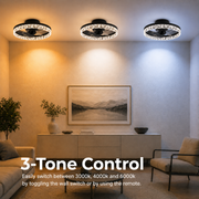 Lustra LED VEYA cu Telecomanda, 38W, D50cm, Lumina Rece/Neutra/Calda, Metal si Plastic, Negru