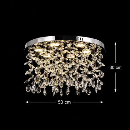 Кристален LED полилей LLC210/550CH кръгъл, 30W, студена/топла/неутрална светлина, кристал, блестящ хром