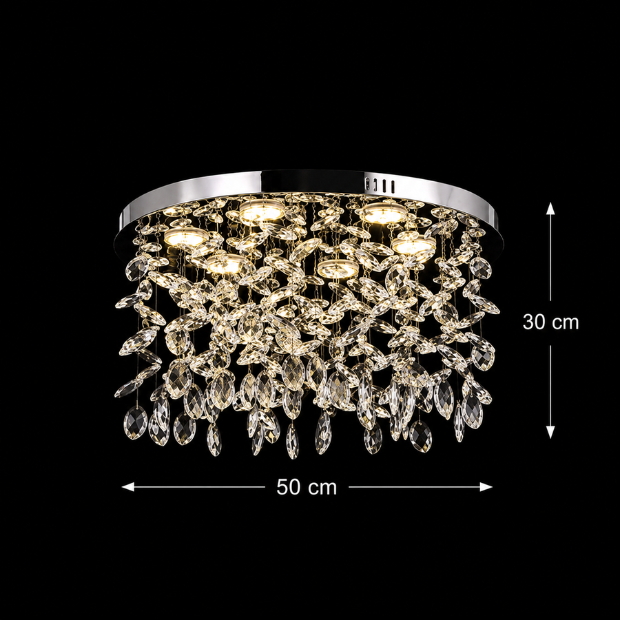 Кристален LED полилей LLC210/550CH кръгъл, 30W, студена/топла/неутрална светлина, кристал, блестящ хром