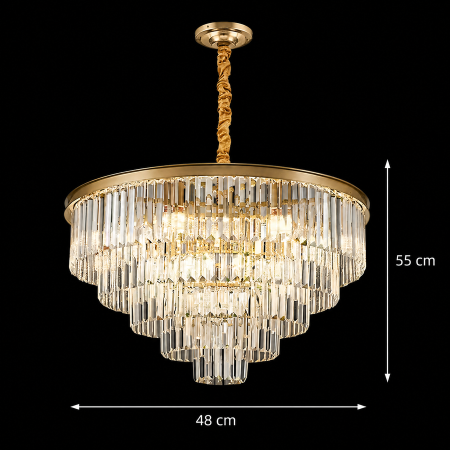 Кристален полилей CHAMBORD Eleganza 8xE14, диаметър 48 см, матово злато Кристални полилеи Заглавие по подразбиране Alessandro Design