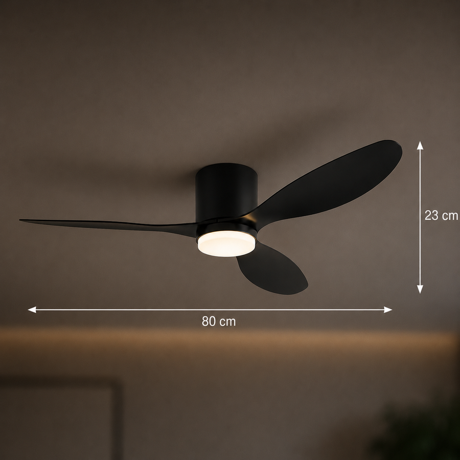 Lustra LED Ventilator VENTIS cu Telecomanda, 21 W, D80cm, Lumina Rece/Neutra/Calda, Metal si Plastic, Negru