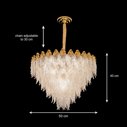 Candelabru Cristal MURANO Eleganza 9xE14, D50 cm, Auriu, Inaltime Reglabila, Metal si Cristal