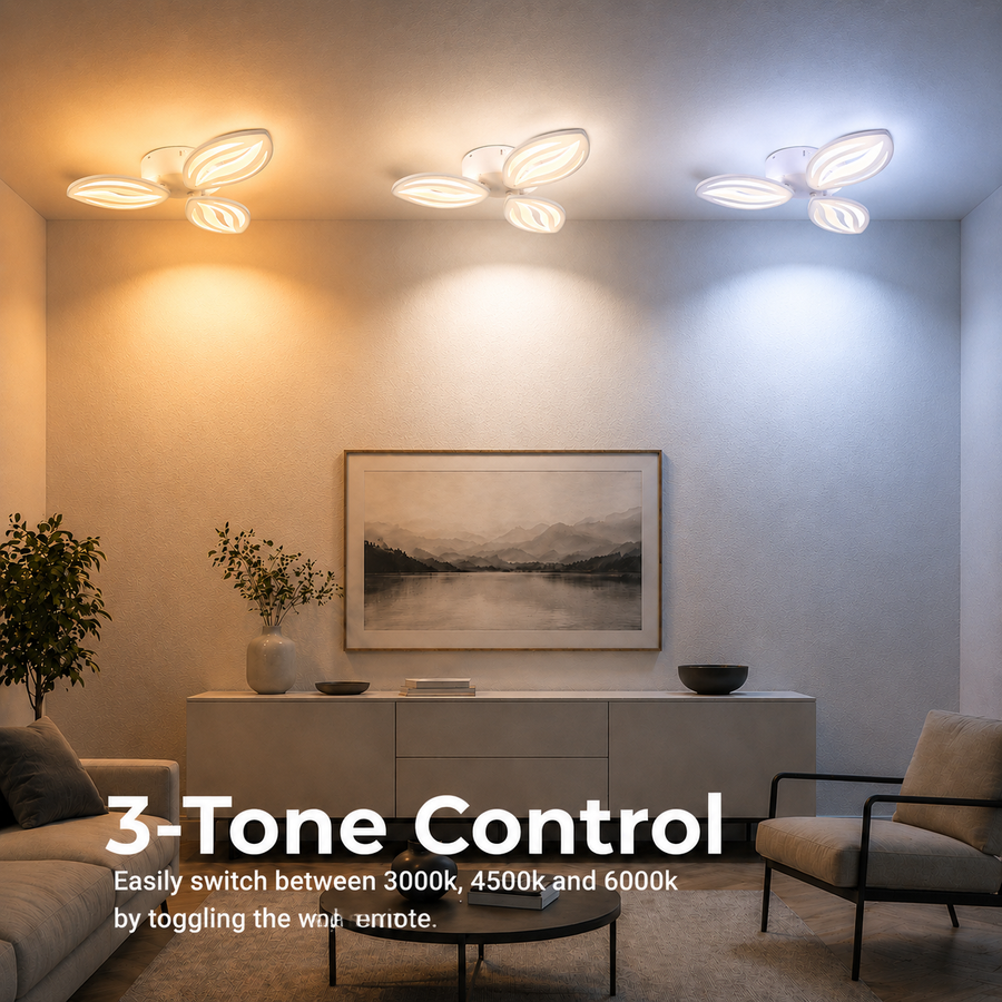 LED полилей с дистанционно управление ORCHID 40W, 3 венчелистчета, студена/топла/неутрална светлина, димиране, бял LED полилей с дистанционно управление Default Title Alessandro Design