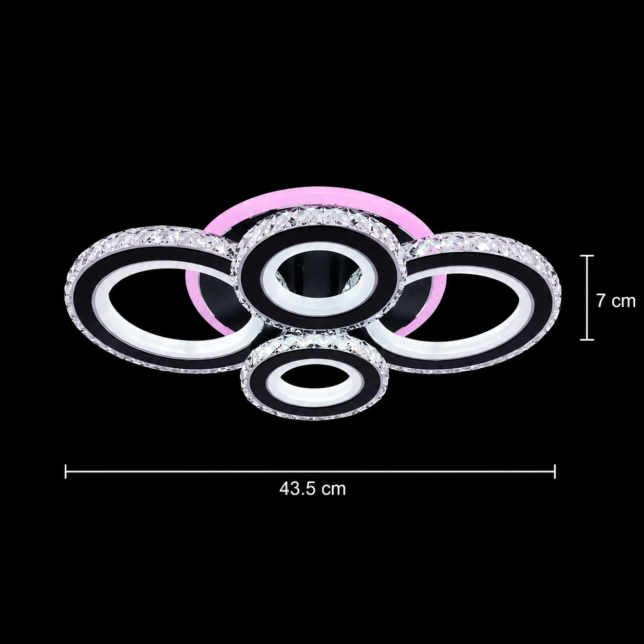 LED полилей с дистанционно управление и кристал NOVA ROTONDA RGB 82W, 4 кръга, студена/топла/неутрална светлина, димиране, черни LED полилеи с дистанционно управление Заглавие по подразбиране Alessandro Design